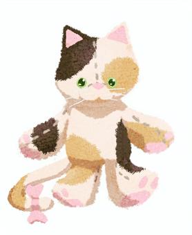 Illustration material of upright calico cat stuffed toy, , JPG and PNG