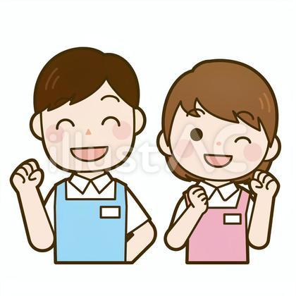 ガッツポーズをする介護士・保育士