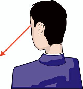 視線　 視線,見る,方向,矢印,下向き,頭頂部,後頭部,後ろ姿,スーツ,男性のイラスト素材