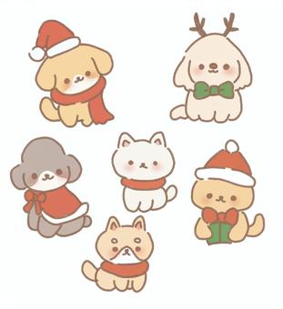 クリスマスわんこたち クリスマス,コスプレ,サンタクロース,サンタ帽,トナカイ,ボレロ,ケープ,ポンチョ,マフラー,スカーフのイラスト素材