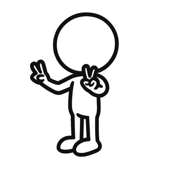 ダブルピースをする棒人間 棒人間,ピース,ダブルピース,ポーズ,笑顔,喜び,達成,満足,祝福,成功のイラスト素材