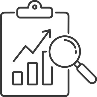 データ分析とレポート アイコン データ分析,ビジネス,レポート,成長,アイコン,インサイト,線画,グラフ,資料作成,集計のイラスト素材