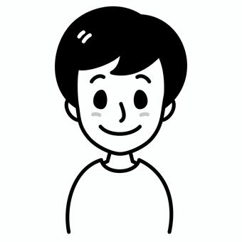 若い男性　ほほえみ　白黒 男性,白黒,若者,男の子,若い,笑顔,微笑,顔,20代,30代のイラスト素材