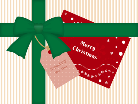 クリスマスのリボンとカード クリスマス,クリスマスプレゼント,プレゼント,リボン,クリスマスカード,りぼん,リボン結び,クリスマスギフト,贈り物,クリスマスイラストのイラスト素材