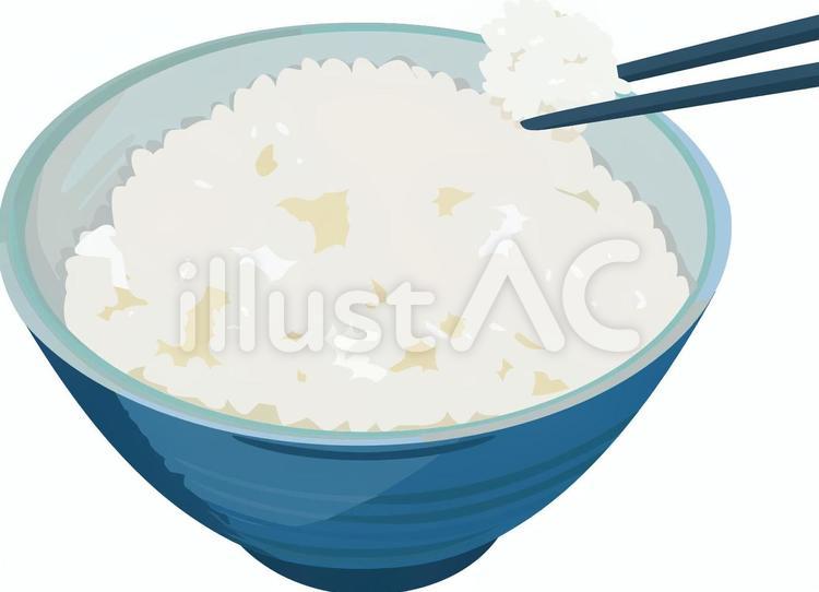 青い茶碗　ご飯持ち上げ ご飯,持ち上げる,箸のイラスト素材