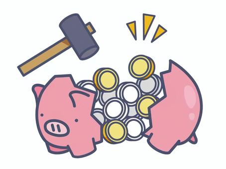 資産運用10 貯金箱,豚,資産,資産運用,貯金,トンカチ,貯蓄,節約,お金,家計のイラスト素材