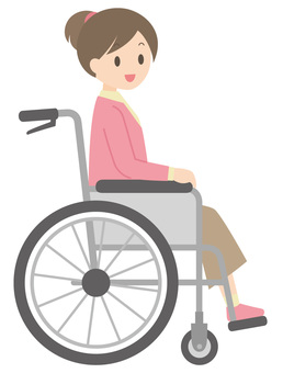 Smiling woman in a wheelchair (sideways), wheelchair, female, a smile, JPG, PNG and AI