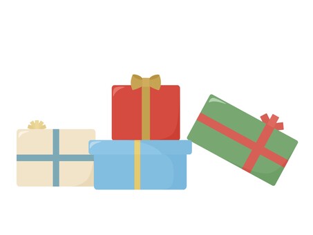 クリスマスプレゼント　複数2 プレゼント,クリスマス,クリスマスプレゼント,クリスマスカラー,緑,グリーン,赤,ポップ,おしゃれ,荷物のイラスト素材