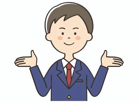 紹介する男子学生 紹介,案内,説明,教える,解説,アドバイス,提案,重要,注目,お知らせのイラスト素材