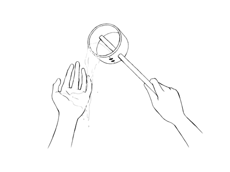 手水 手水舎,神社,参拝,お清め,柄杓,手,水,線画,作法,シンプルのイラスト素材