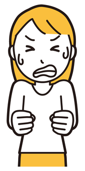  ロングヘア女性(黄)-484-バスト 悔しい,女性,女の子,人物,かわいい,我慢,ストレス,力む,怒る,失敗のイラスト素材