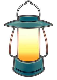 優しくオレンジ色に灯る青色のランタン ランタン,アイコン,キャンプ明かり,防災アイテム,キャンプランタン,キャンプ道具,キャンプアイテム,防災グッズ,防災ランタン,防災ライトのイラスト素材