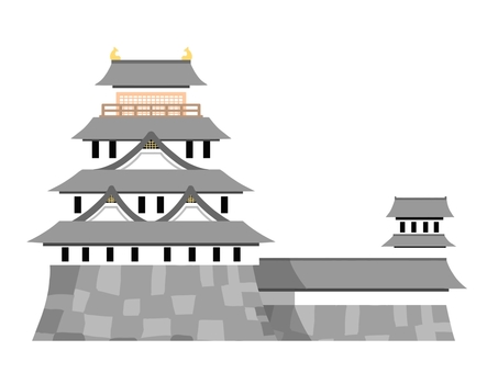 日本のお城 お城,日本,古城,建物,天守閣,重要,城壁,文化財,石垣,和風のイラスト素材