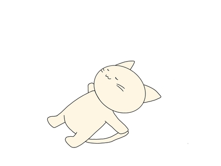 お昼寝ねこ ねこ,動物,かわいい,シンプル,素材,白,寝るのイラスト素材