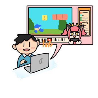 ライブ配信を視聴する人 男性,視聴者,ライブ配信,バーチャルキャラクター,パソコン,エンタメのイラスト素材