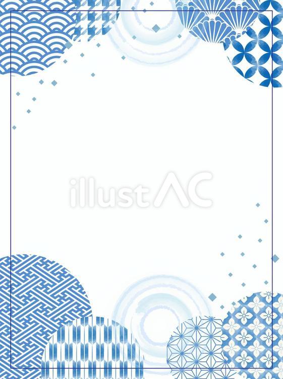 夏の背景　たて 和柄,背景,水彩のイラスト素材