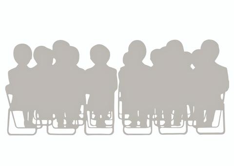 式典に参加する人々のシルエット（後ろから シルエット,人々,集団,式典,ビジネス,スーツ,後ろ姿,座る,社会人,就活のイラスト素材