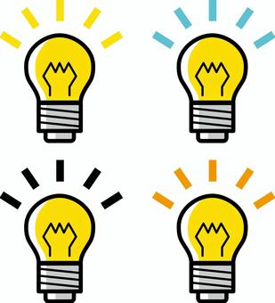 電球輝きライト 電球,電気,豆電球,ライト,光,輝き,ひらめき,アイデア,マーク,ピクトグラムのイラスト素材