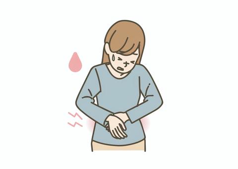 生理痛に悩む女性 女性,生理痛,腹痛,月経,体調不良,痛み,pms,医療,健康,更年期のイラスト素材