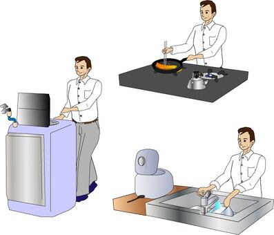 Illustration, male, washing, washing machine, 