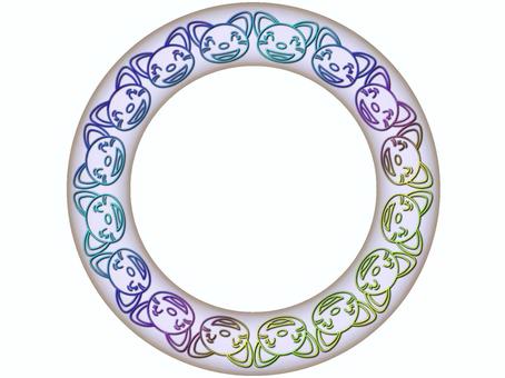 猫の丸いフレ−ム 猫,フレ−ム,ポストカード,メッセージカード,飾り枠,あしらい,円,丸,サ−クル,かわいいのイラスト素材