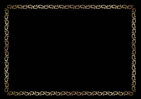 四角いエレガントフレーム2025②金黒 エレガント,フレーム,ゴールド,四角,角型,飾り枠,クラシック,デコレーション,葉,ボタニカルのイラスト素材