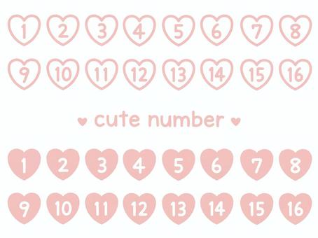 かわいい手描きの数字（ハート枠）セット 数字,番号,ハート,枠,ハート枠,セット,素材,パーツ,シンプル,かわいいのイラスト素材