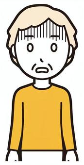  ロンTお婆さん(黄)-401-バスト ガーン,お婆さん,高齢者,老人,女性,祖母,人物,かわいい,ショック,落ち込むのイラスト素材
