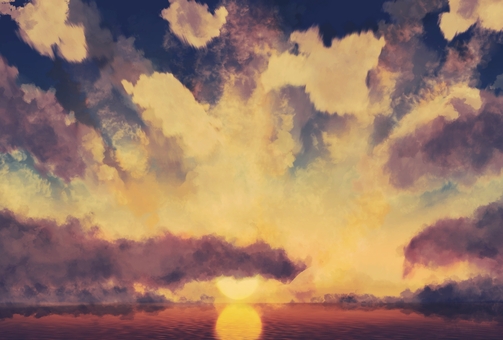 エモくて儚い朝焼けや朝焼け風景★背景壁紙 風景,背景,壁紙,エモい,儚い,自然,空,雲,海,朝のイラスト素材