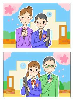 Illustration, graduation ceremony, middle school students, high school student, 