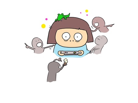 集中 おかっぱ 集中 おかっぱ 集中,遊ぶ,おかっぱ,女の子,気にしないのイラスト素材