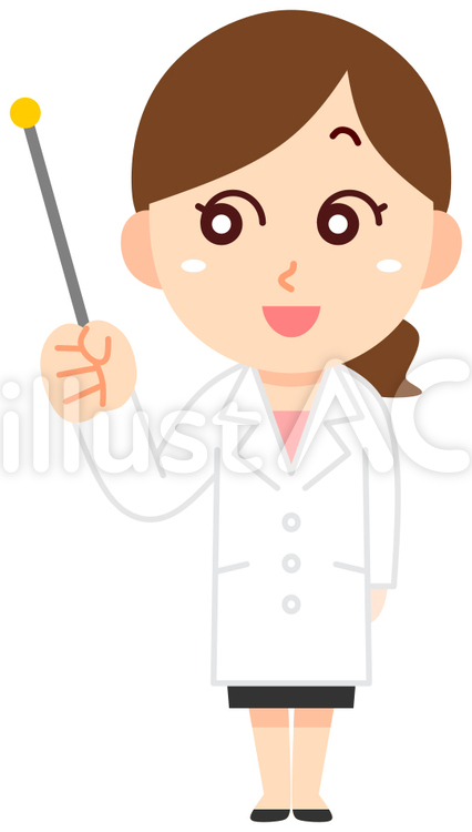 医者　女医　女性　指示棒をもつ 女医,医者,白衣のイラスト素材