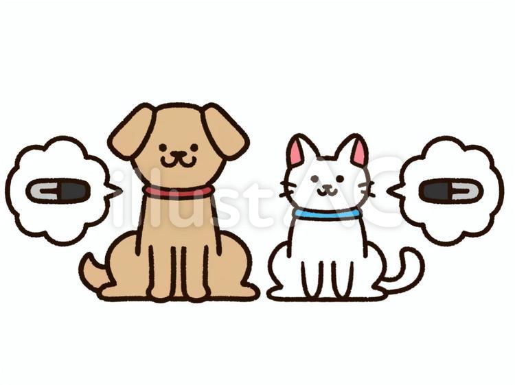マイクロチップを装着した犬と猫 犬,猫,マイクロチップのイラスト素材