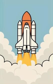スペースシャトルの打ち上げ スペースシャトル,ロケット,打ち上げ,発射,空,宇宙,炎,煙のイラスト素材