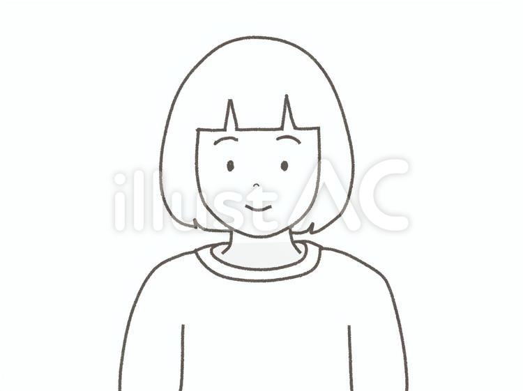ふつうの表情の女の子 顔,女の子,小学生のイラスト素材