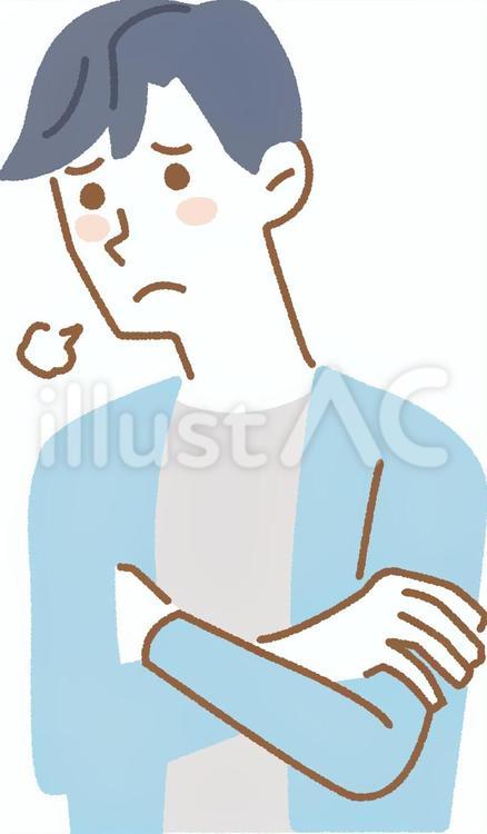 腕組みをして悩む男性 男性,腕組み,悩むのイラスト素材