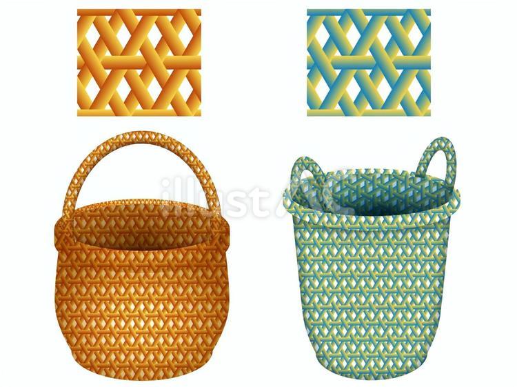 籠（かご）06（タイルパターン） 籠,竹細工,工芸品のイラスト素材