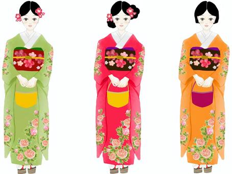 Illustration set of a woman in a sunny dress Illustration set of a woman in a sunny dress