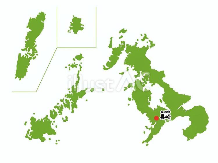 長崎市がピックアップされた長崎県のマップ 長崎,県,市のイラスト素材