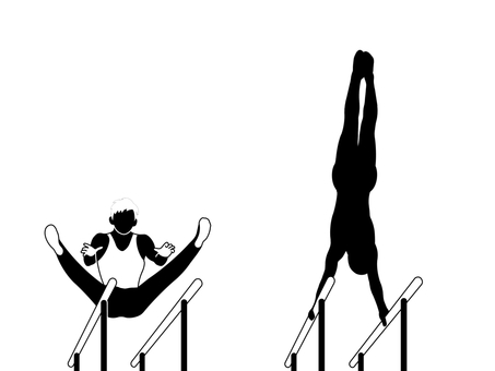 体操 体操 平行棒,体操,セット,競技,採点,種目,スポーツ,運動,人,人物のイラスト素材