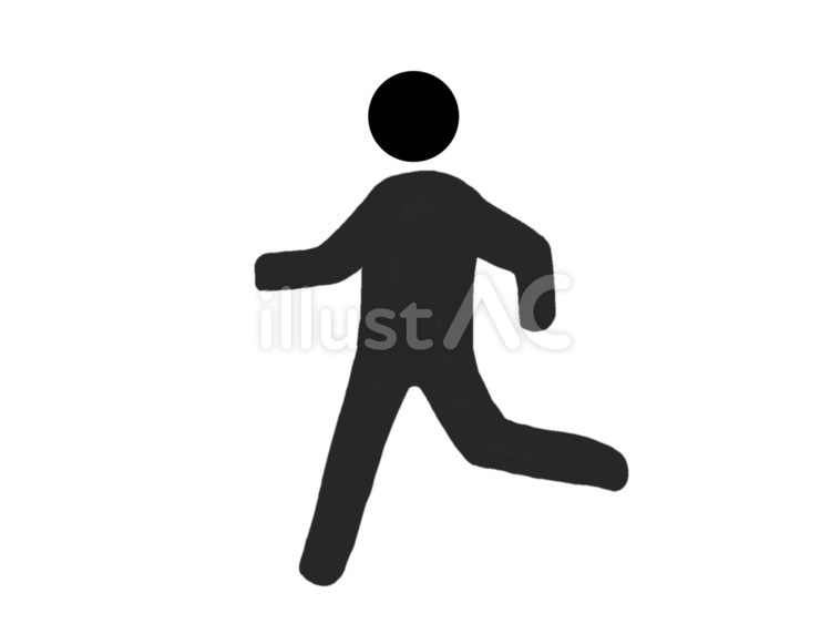 棒人間　黒　シルエット　全身 人物,棒人間,走るのイラスト素材
