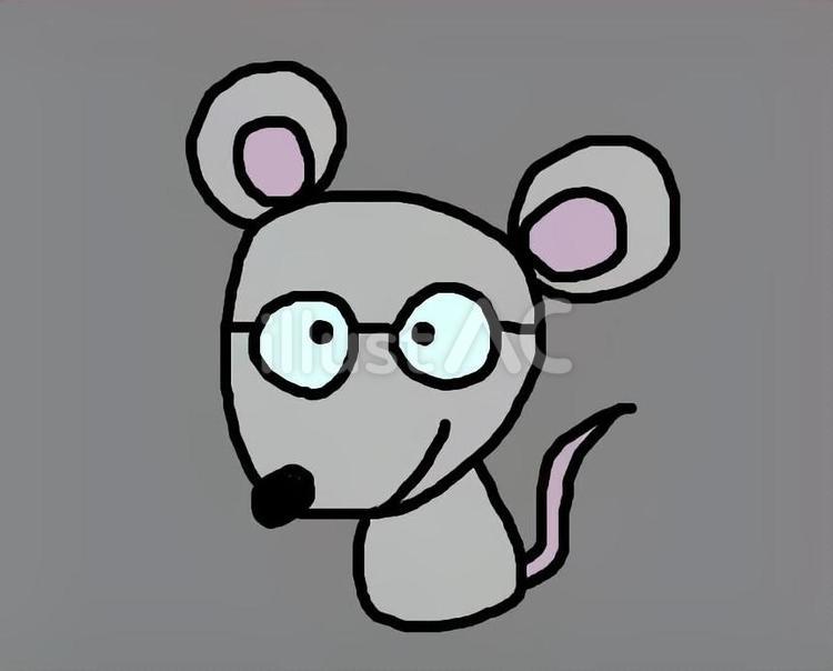 めがねをかけたネズミ ネズミ,めがね,真面目そうのイラスト素材