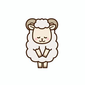 お辞儀をする羊 ひつじ,ヒツジ,羊,未,かわいい,お辞儀,挨拶,干支,十二支,未年のイラスト素材