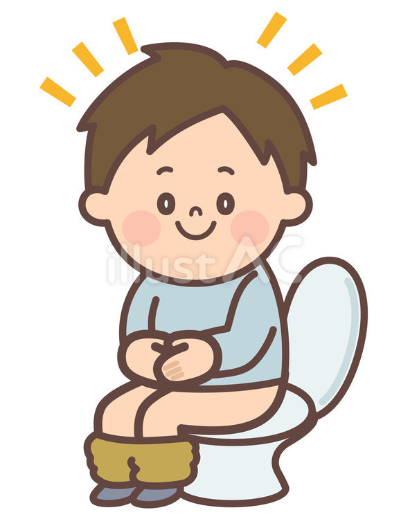 うんちが出てスッキリしている男の子 排便,快便,うんちのイラスト素材