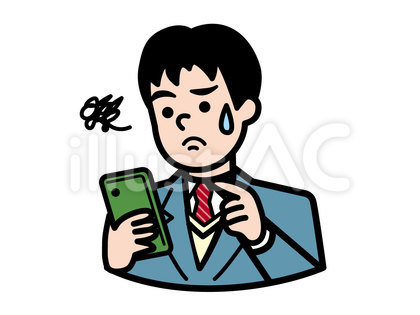 男子生徒(ブレザー・スマホを見て悩む)