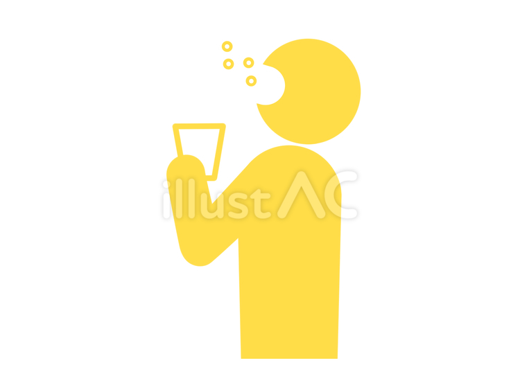 うがいをする人のピクトグラム（黄） 人,人物,ピクトグラムのイラスト素材