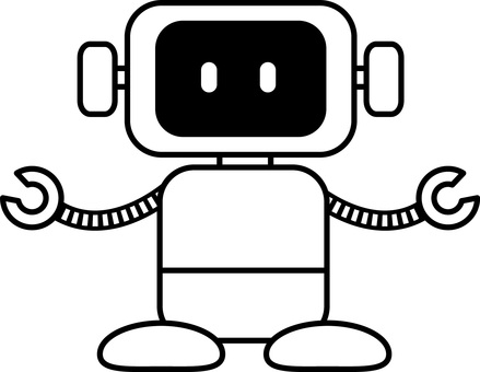 ロボット　 ロボット,未来,ai,機械,マシン,顔,手,デフォルメ,キャラ,白黒のイラスト素材