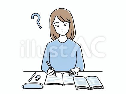 勉強をする若い女性 疑問