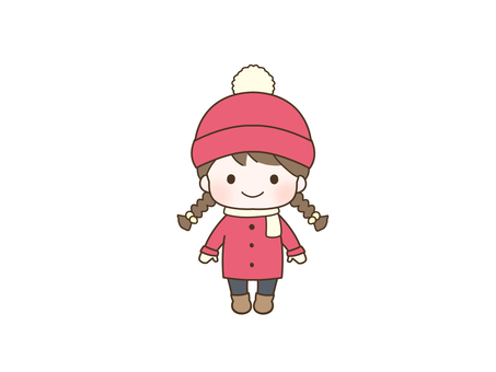 冬服を着た女の子 女の子,子供,冬,冬服,帽子,マフラー,コート,防寒のイラスト素材