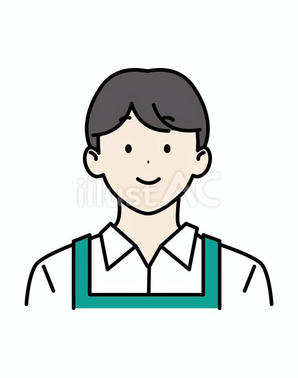 黒髪男子のお店の店員さん 店員,店員さん,男のイラスト素材